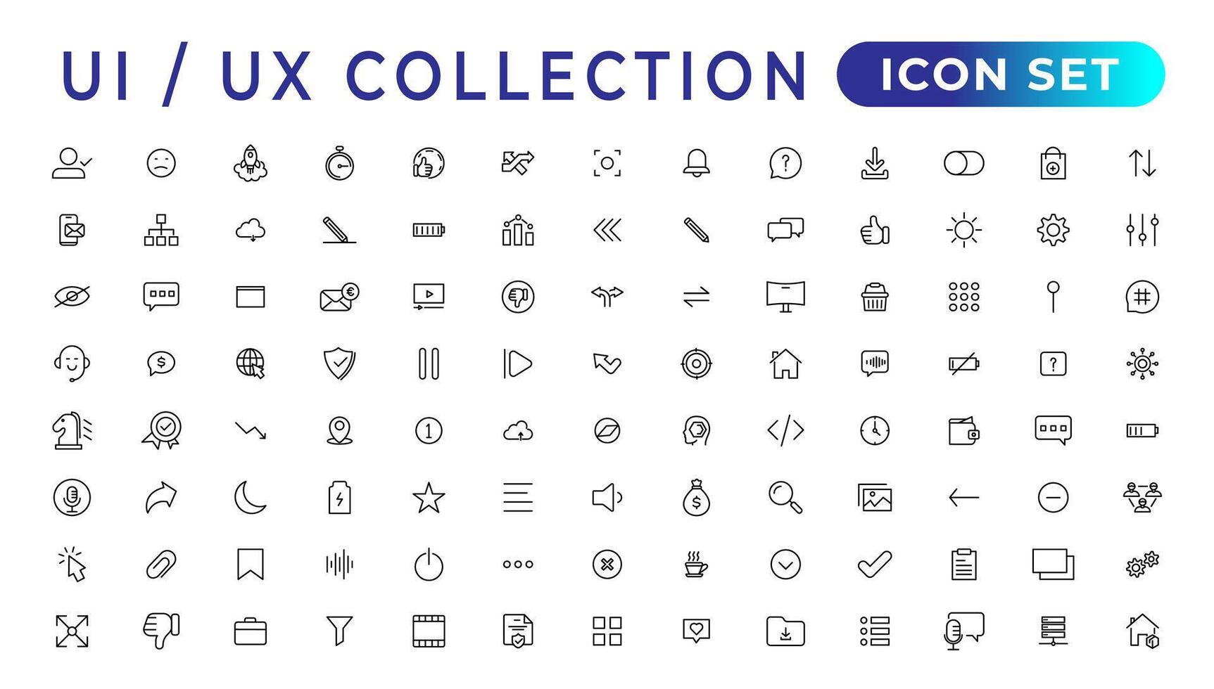 Mega set of ui ux icon set, user interface iconset collection.Set of thin line web icon set, simple outline icons collection, Pixel Perfect icons, Simple vector illustration.