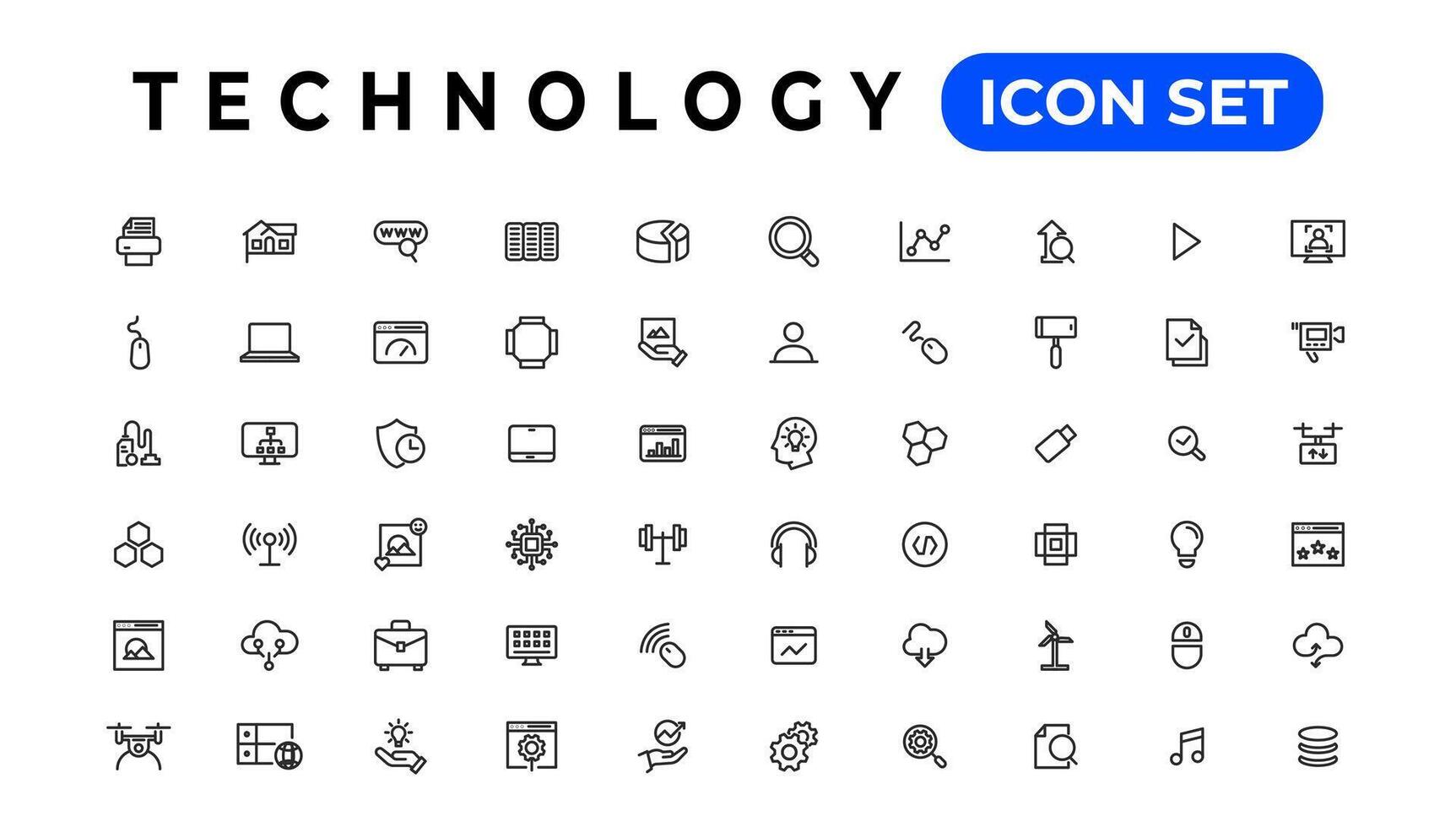 Device and Information technology line icons collection. Big UI icon set in a flat design. Thin outline icons pack vector