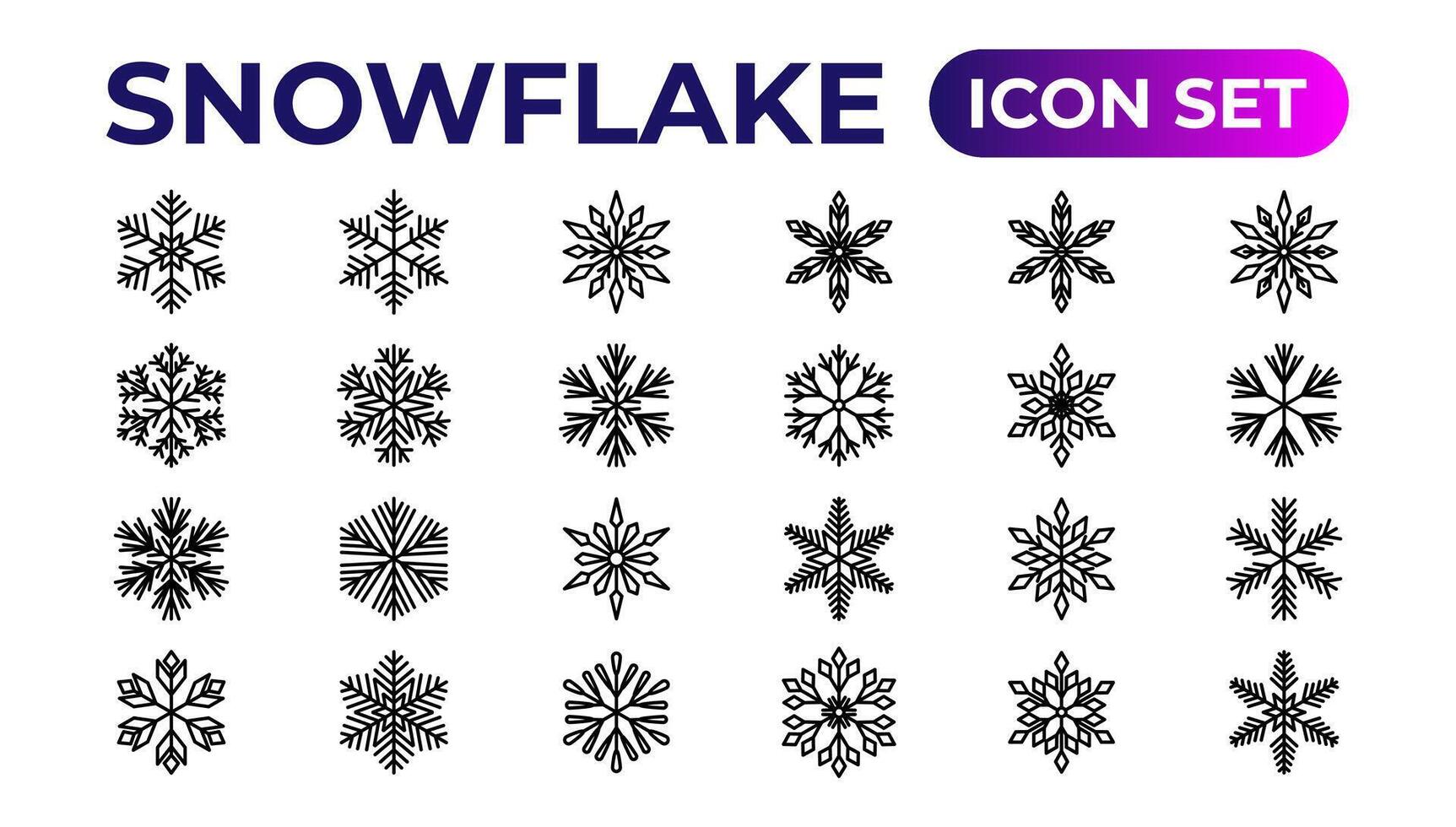 snowflake icons collection.Thin outline icons pack. vector