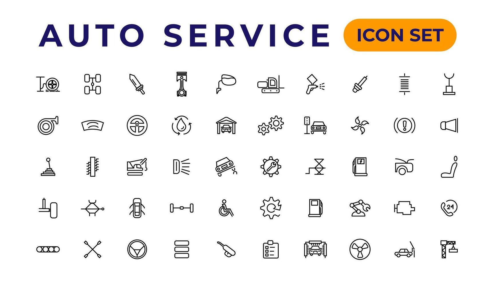 Auto service and car garage Set of thin line web icon set, simple outline icons collection, Pixel Perfect icons, Simple vector illustration.