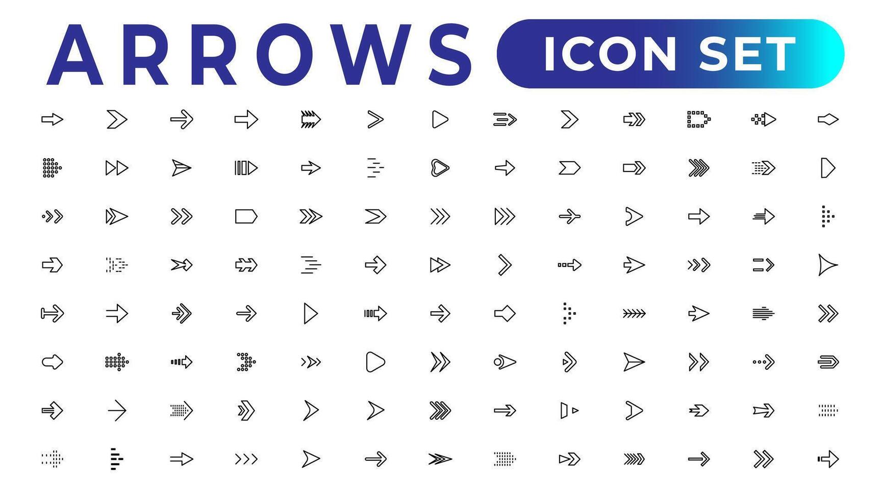 arrow icons set of thin line web icon set, simple outline icons collection, Pixel Perfect icons, Simple vector illustration.