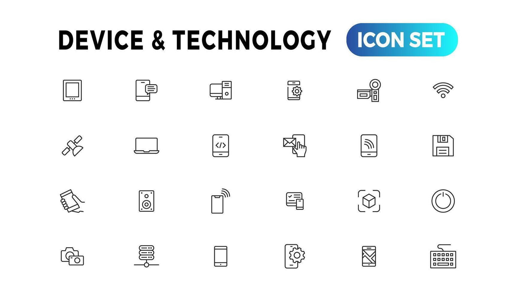 Device and Information technology line icons collection. Big UI icon set in a flat design. Thin outline icons pack vector