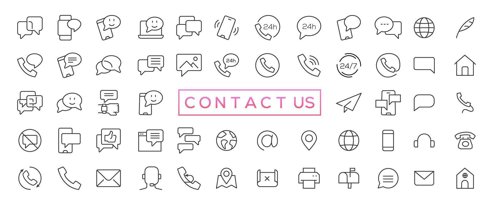 Set of simple Contact us icons for web and mobile app. Social Media network icon call us email mobile signs. Customer service. Contact support sign and symbols vector