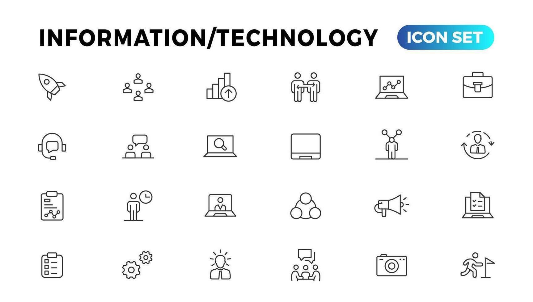 dispositivo y información tecnología línea íconos recopilación. grande ui icono conjunto en un plano diseño. Delgado contorno íconos paquete vector