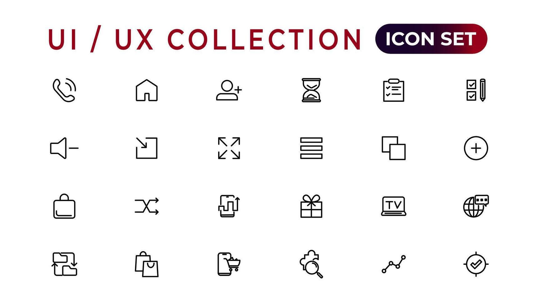 mega conjunto de ui ux icono colocar, usuario interfaz conjunto de iconos colección.conjunto de Delgado línea web icono colocar, sencillo contorno íconos recopilación, píxel Perfecto iconos, sencillo vector ilustración.