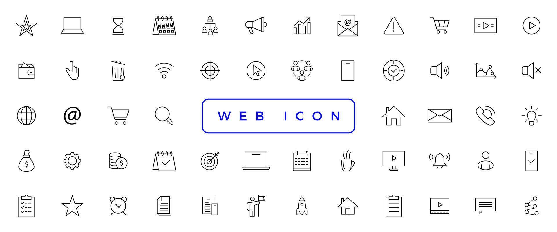 conjunto de iconos web. vector de icono de conjunto de sitio web. para computadora y móvil