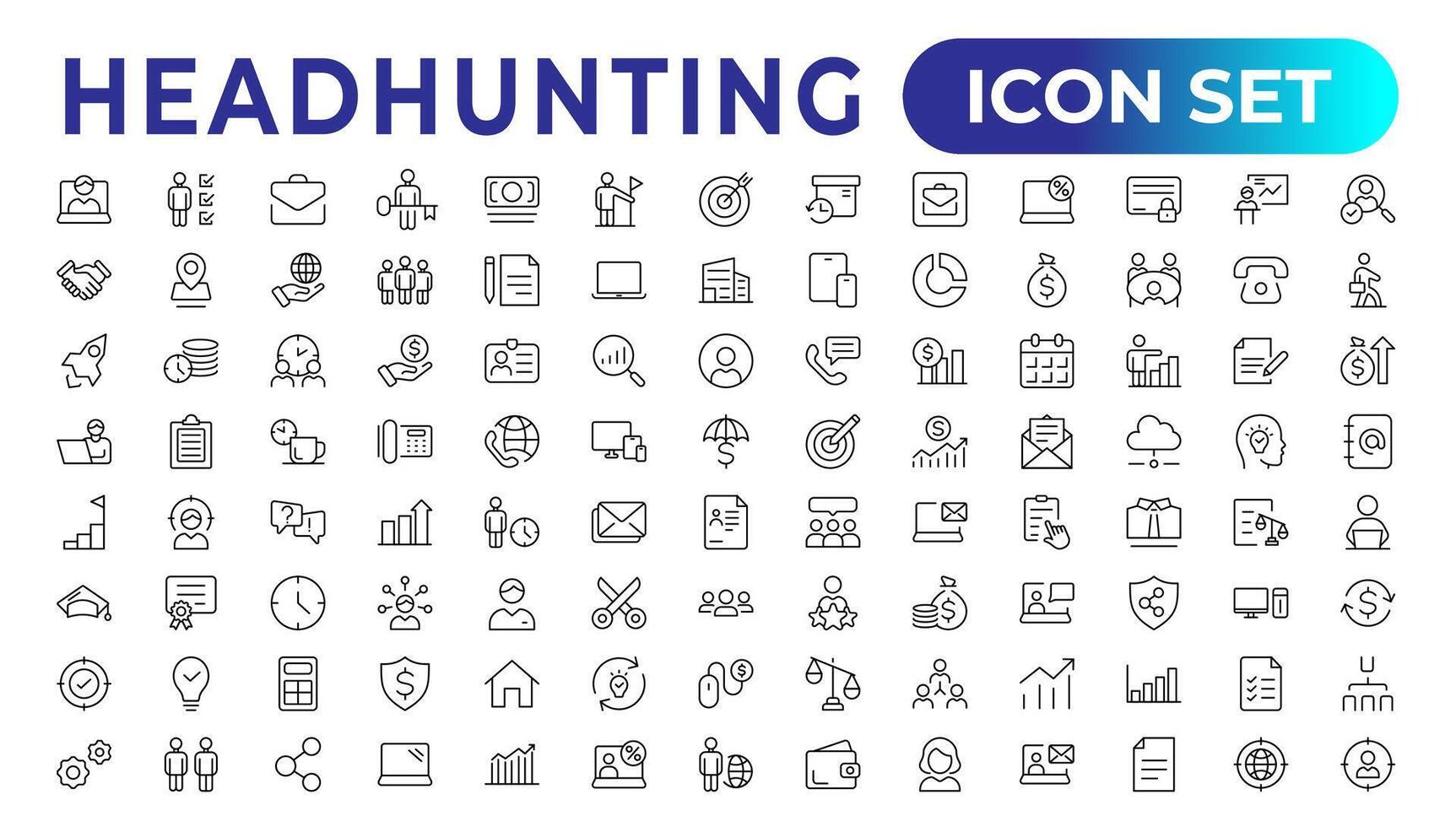 Headhunting icon set. Recruitment icon set Included the icons as Job Interview, Career Path, Resume, Job hiring, Candidate and Human resource icons. Vector illustration.