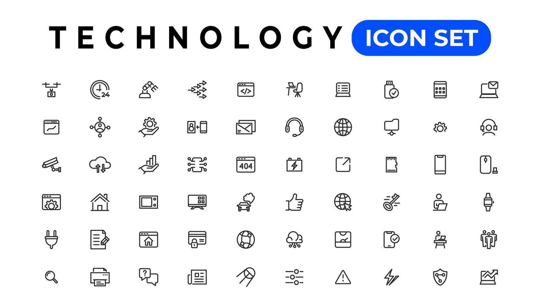 Device and Information technology line icons collection. Big UI icon set in a flat design. Thin outline icons pack vector