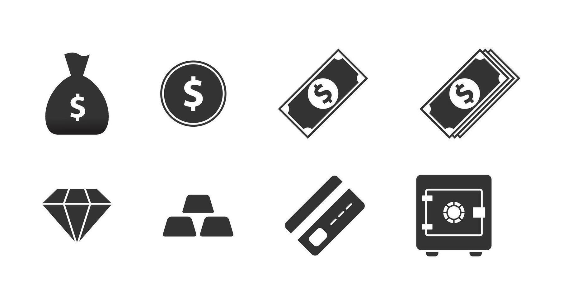 Finance icons. Money simple icons set. Dollar symbol. Vector illustration.