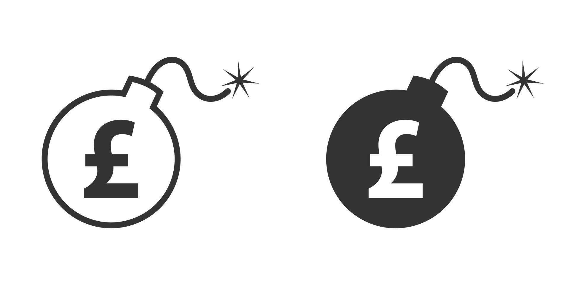 Bomb icon with pound sign inside. Vector illustration.