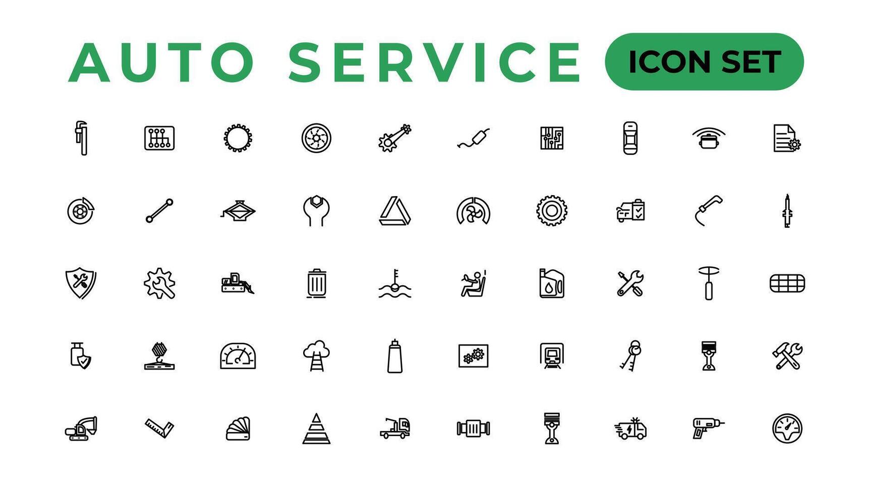 Auto service and car garage Set of thin line web icon set, simple outline icons collection, Pixel Perfect icons, Simple vector illustration.