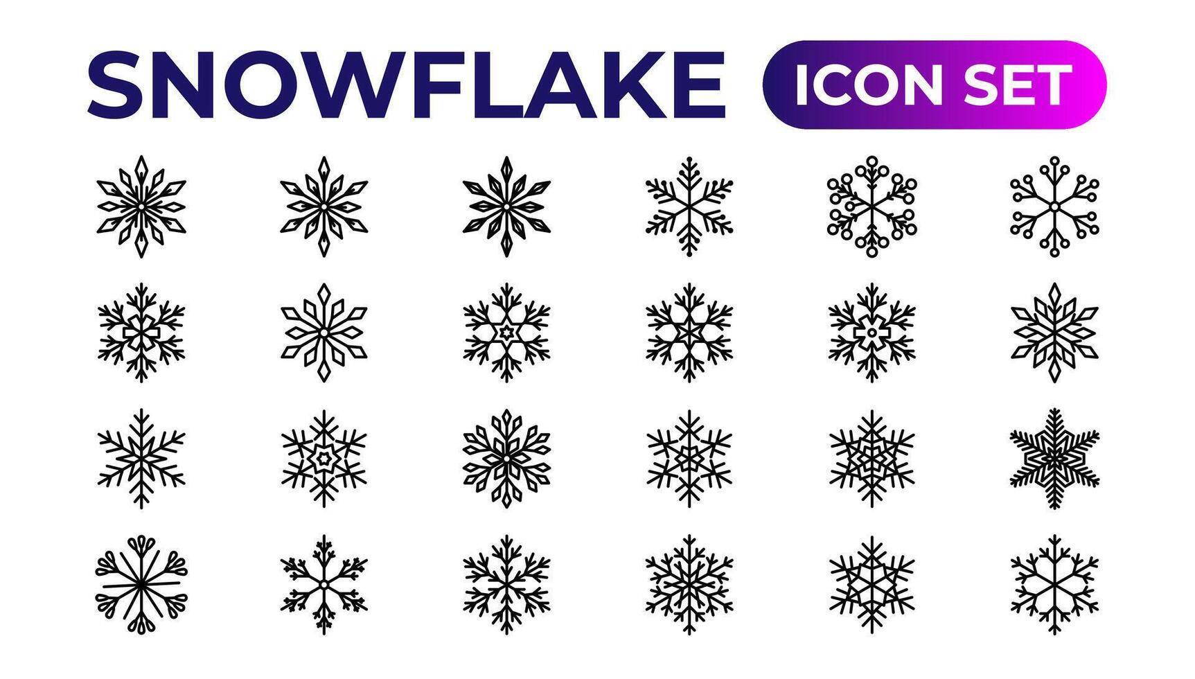 snowflake icons collection.Thin outline icons pack. vector