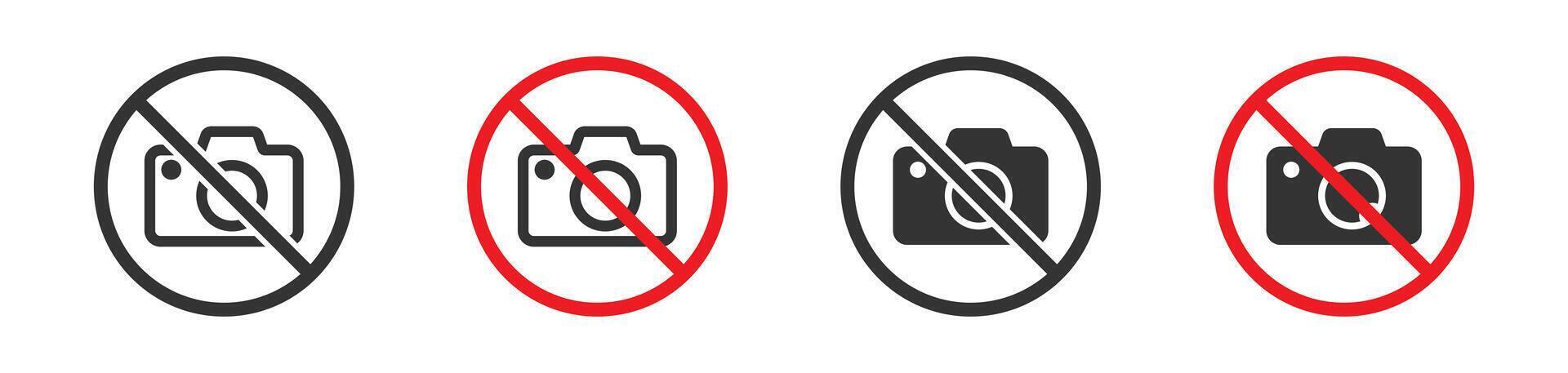 A Photo forbidden warning sign. No camera symbol. Vector illustration.