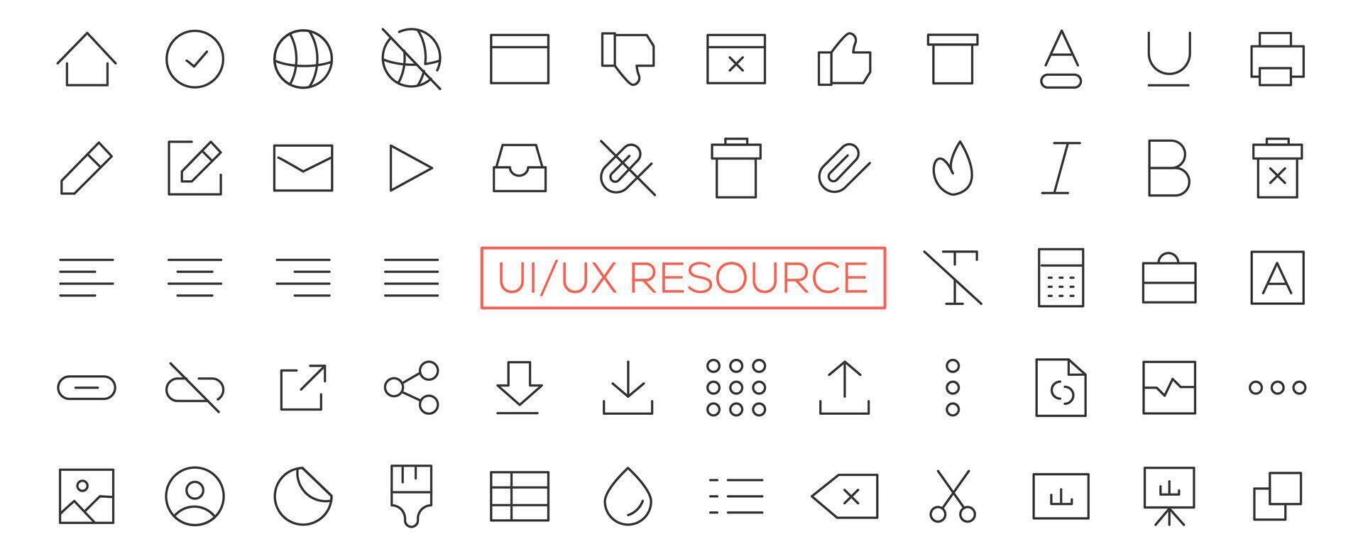 Minimalist and simple looking ui icons set for dark, light mode. Outline isolated user interface elements for night, day themes vector