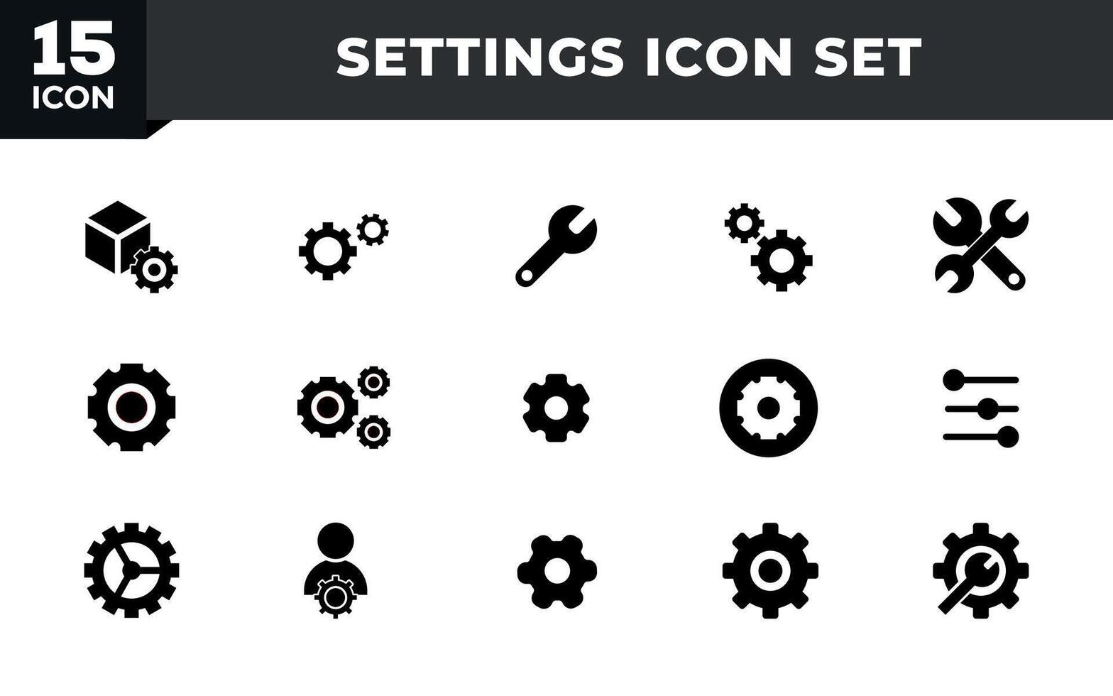 Setup and Settings Icons Set. Collection of simple linear web icons such Installation, Settings, Options, Download, Update, Gears and others and others. Editable vector stroke.