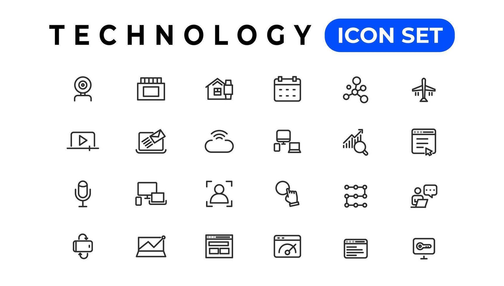 Device and Information technology line icons collection. Big UI icon set in a flat design. Thin outline icons pack vector