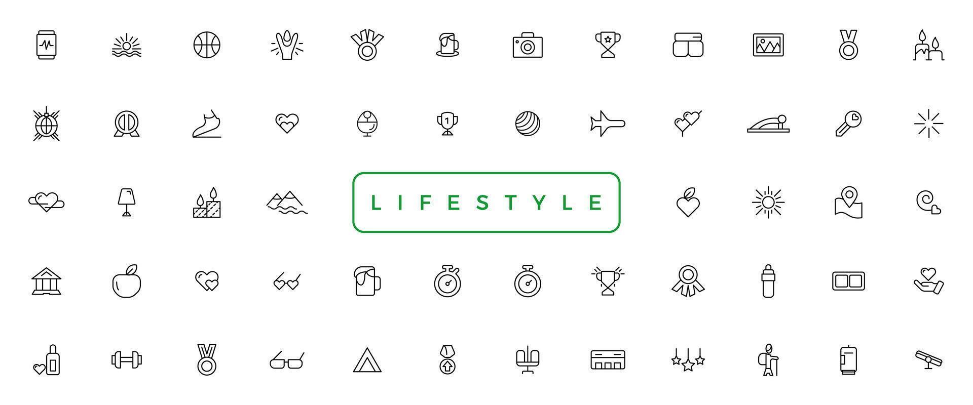 Lifestyle and Entertainment icons. Thin line icons collection vector