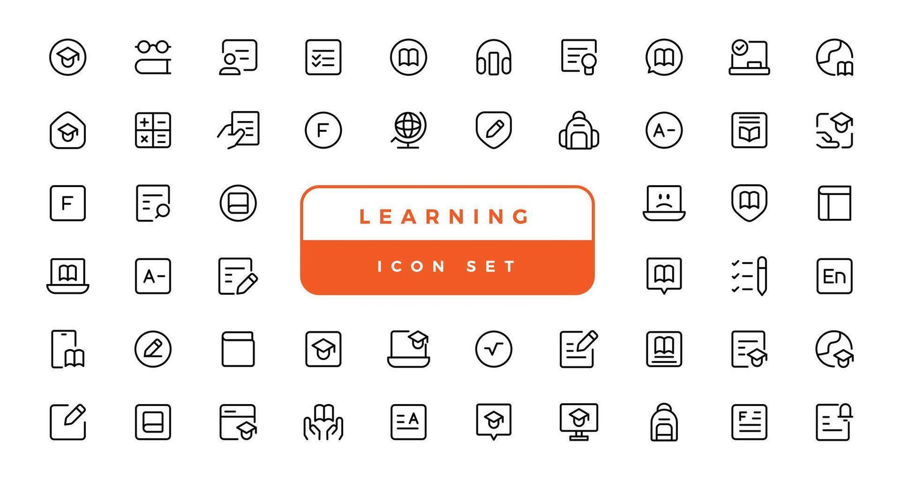 Education and Learning web icons in line style. School, university, textbook, learning vector