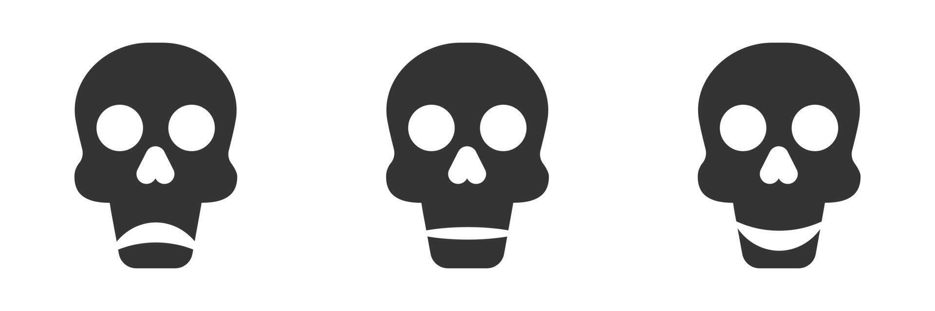 Positive, neutral, and negative skull icon. Flat vector illustration.