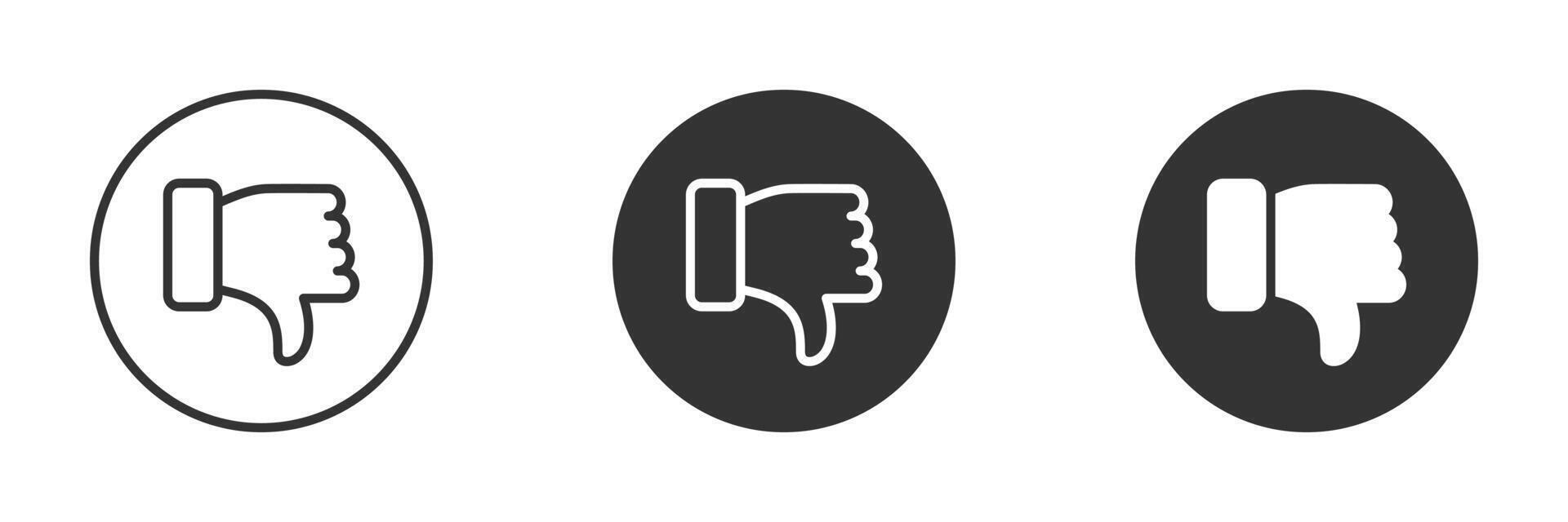 Thumbs down icon. Dislike symbol. Vector illustration.