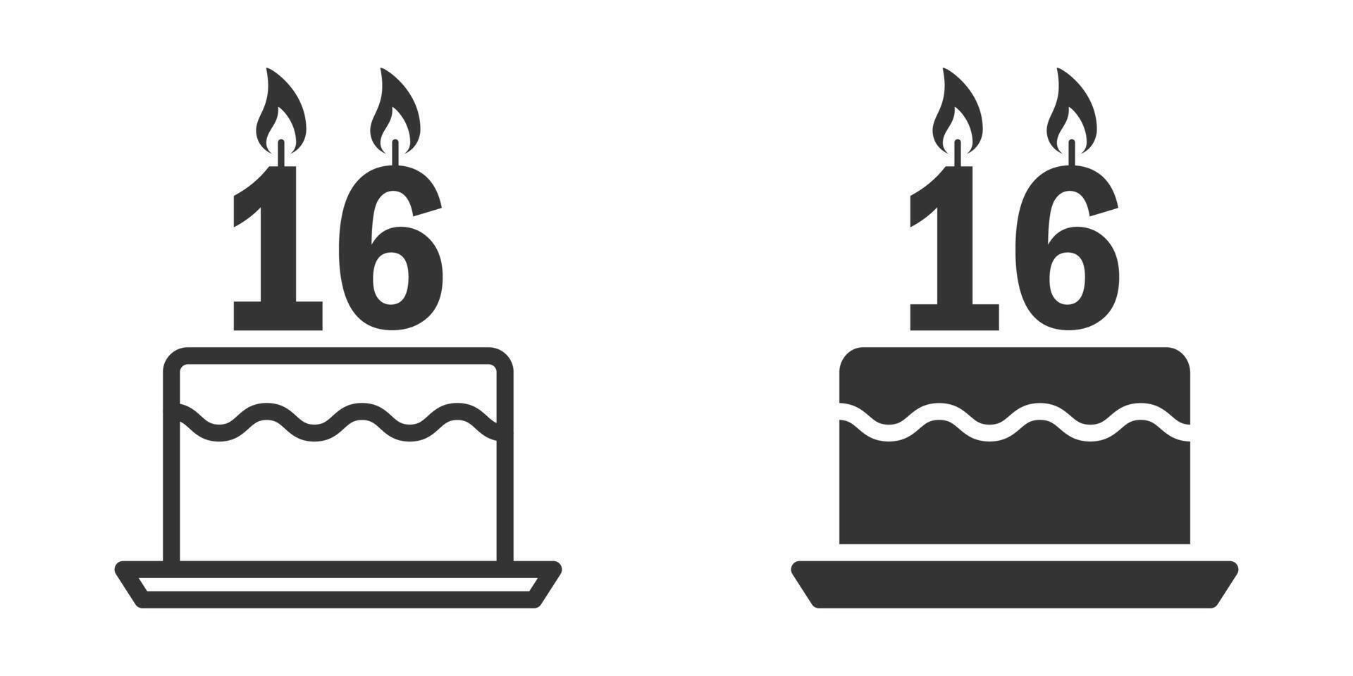 dieciséis cumpleaños pastel icono. vector ilustración.