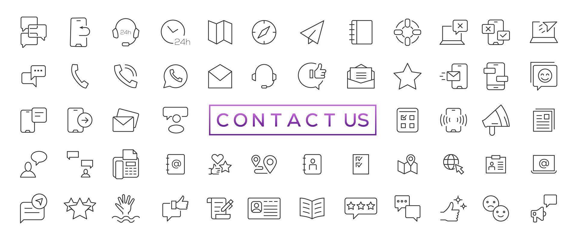 Set of simple Contact us icons for web and mobile app. Social Media network icon call us email mobile signs. Customer service. Contact support sign and symbols vector