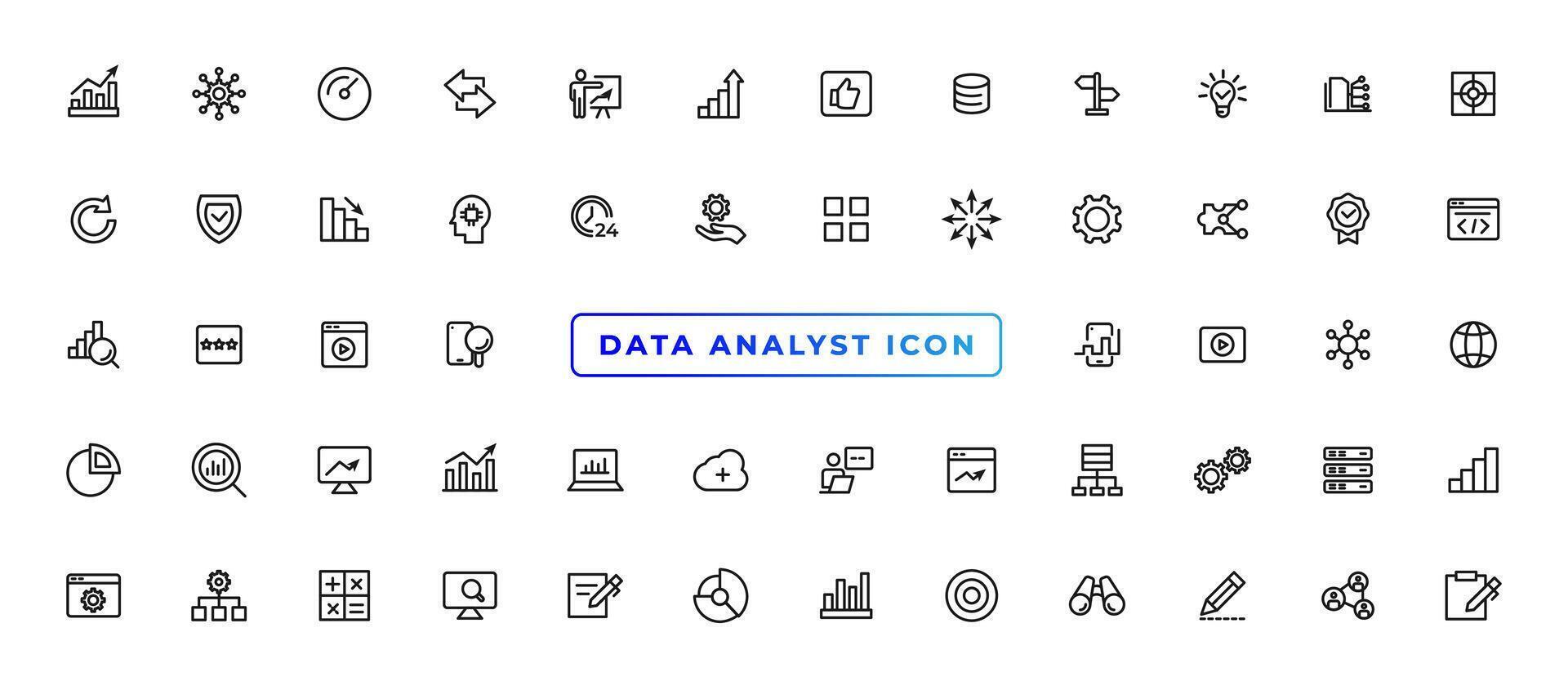 Data Analytic thin line icon set. Data Analysis editable stroke icons ...