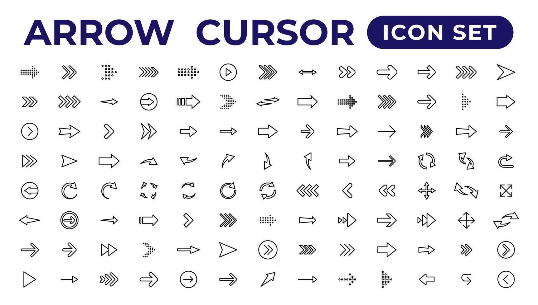 All types of arrow sign symbol outline icon. vector