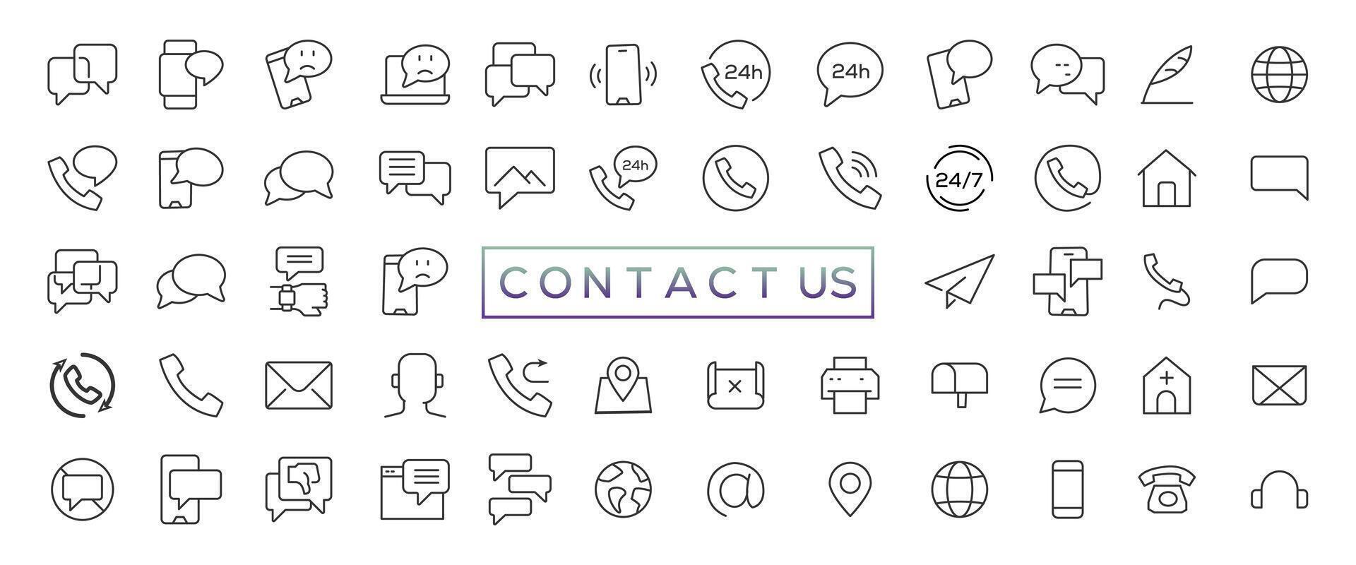Set of simple Contact us icons for web and mobile app. Social Media network icon call us email mobile signs. Customer service. Contact support sign and symbols vector