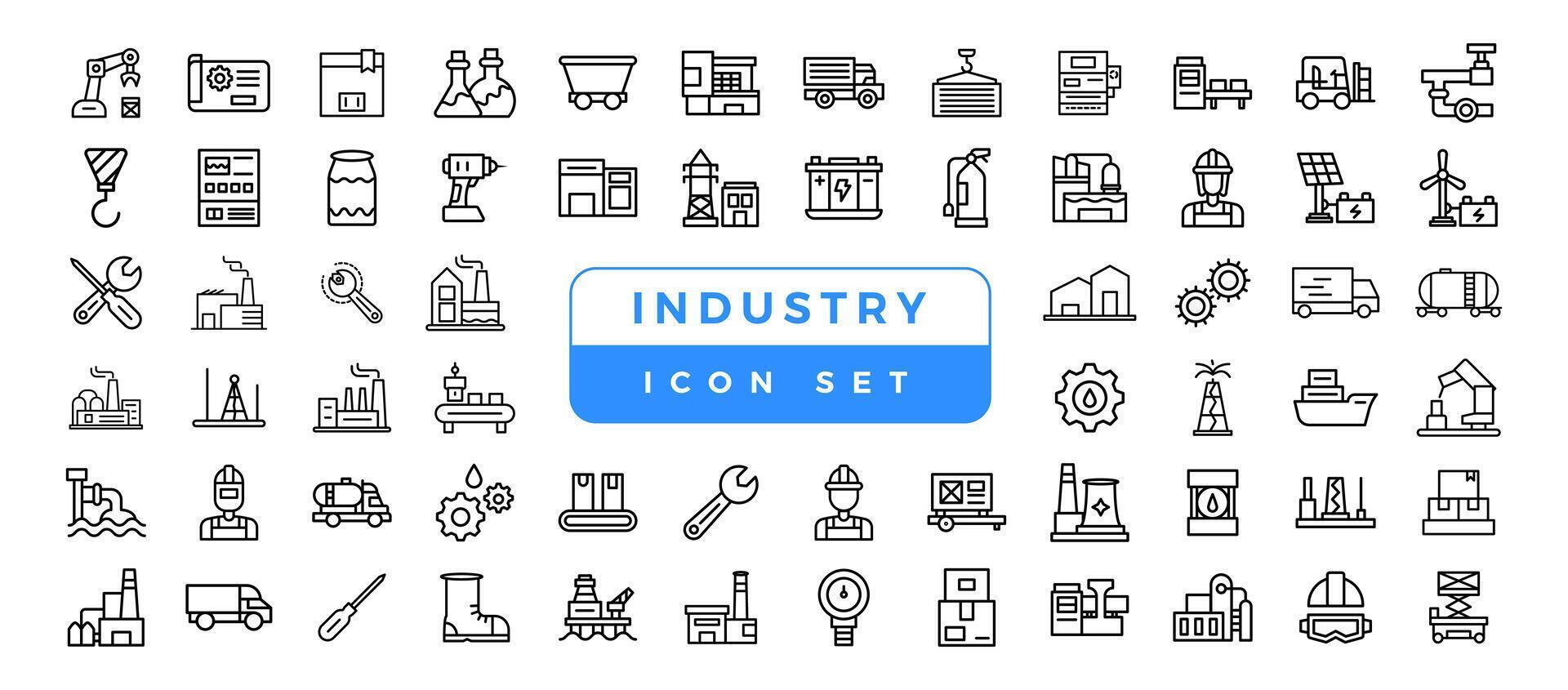 Industry icon set. Factory, manufacturing symbol. vector