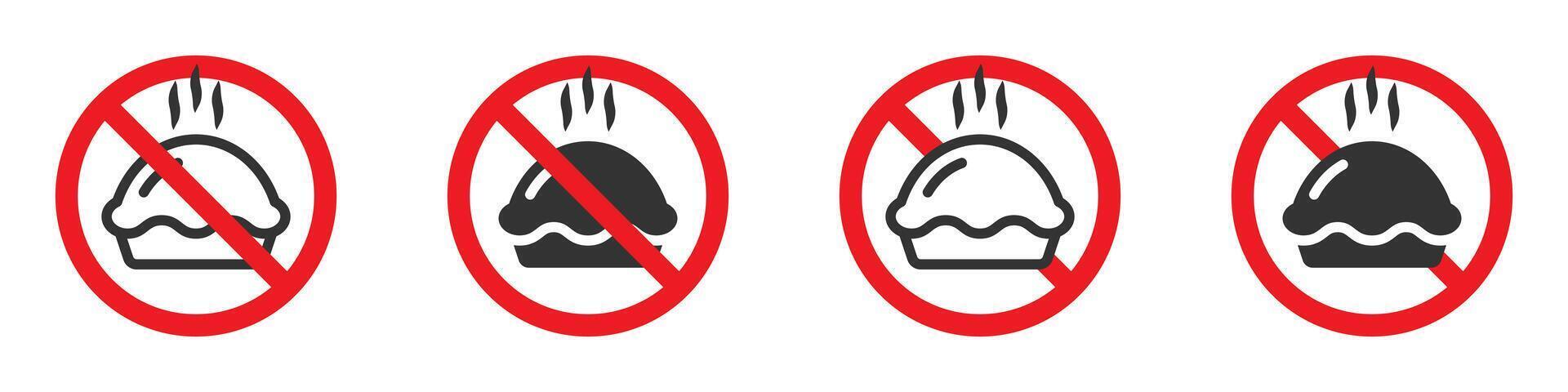 Pie forbidden icon. Vector illustration.