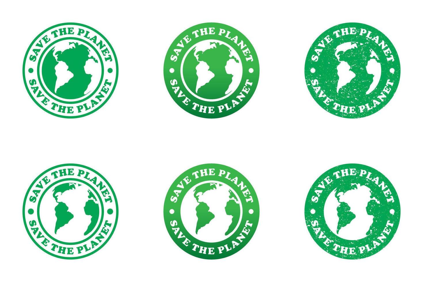 Save the planet icon. Round badge with lettering. Vector illustration.