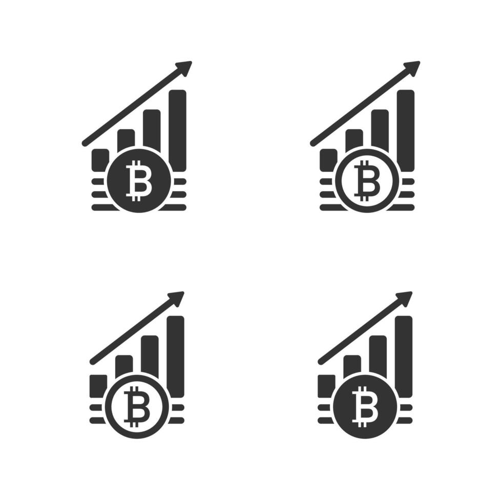 Bitcoin increase symbol. Cryptocurrency growth icon. Vector illustration.