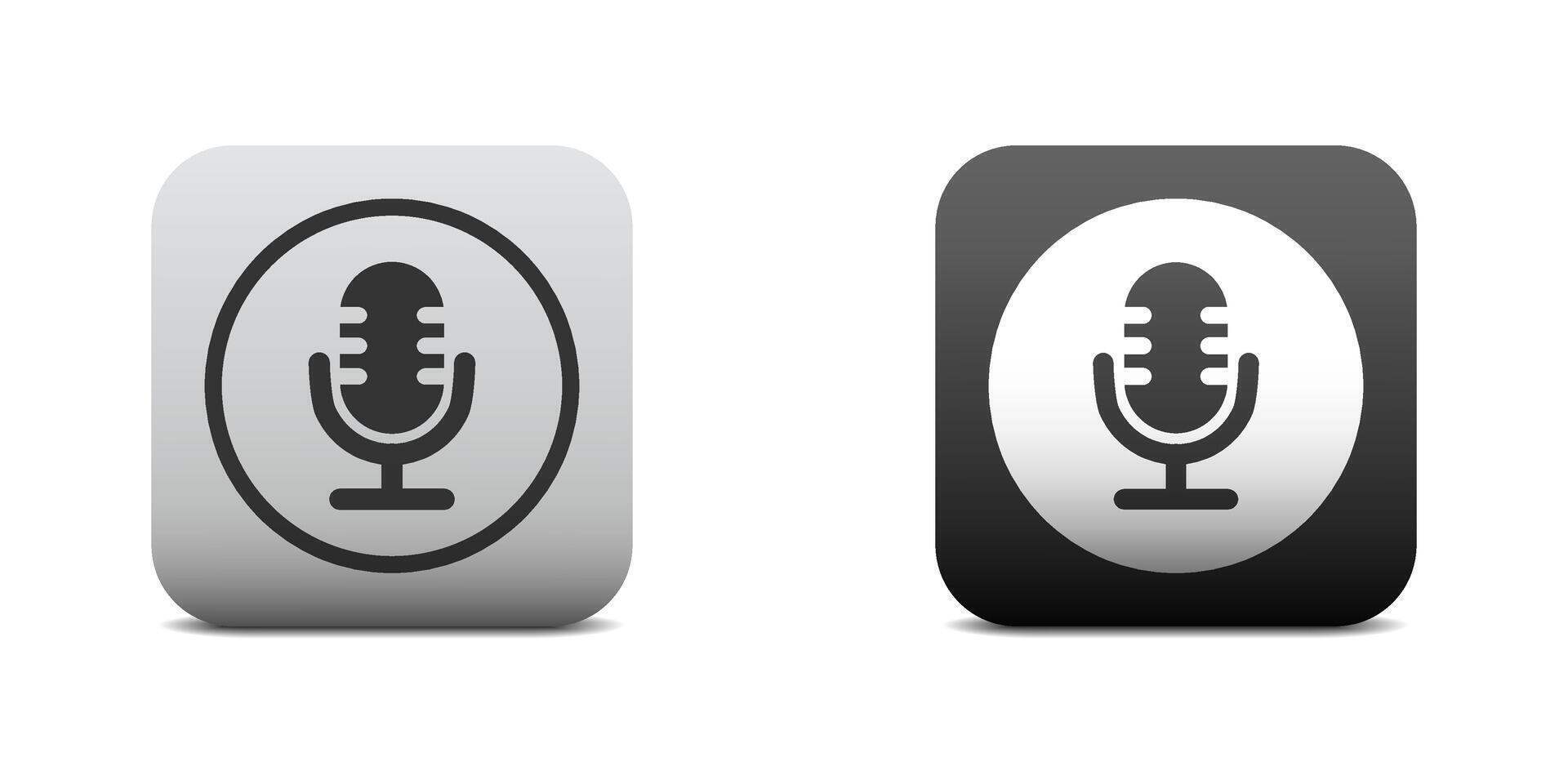 Studio microphone icon. Retro microphone. Podcast symbol. Flat vector illustration.