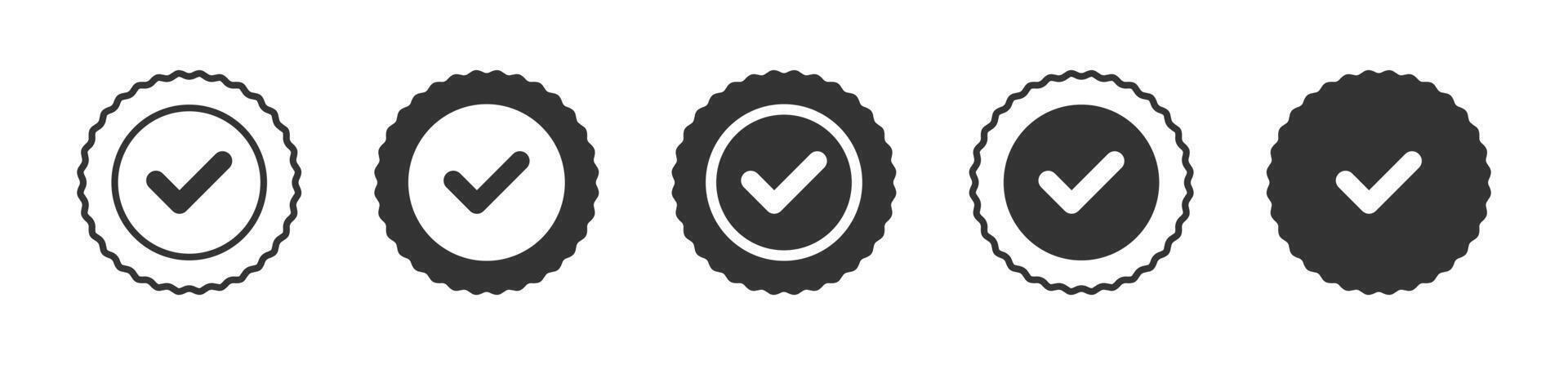 Profile verification check marks icons. Stickers with tick. Vector illustration.