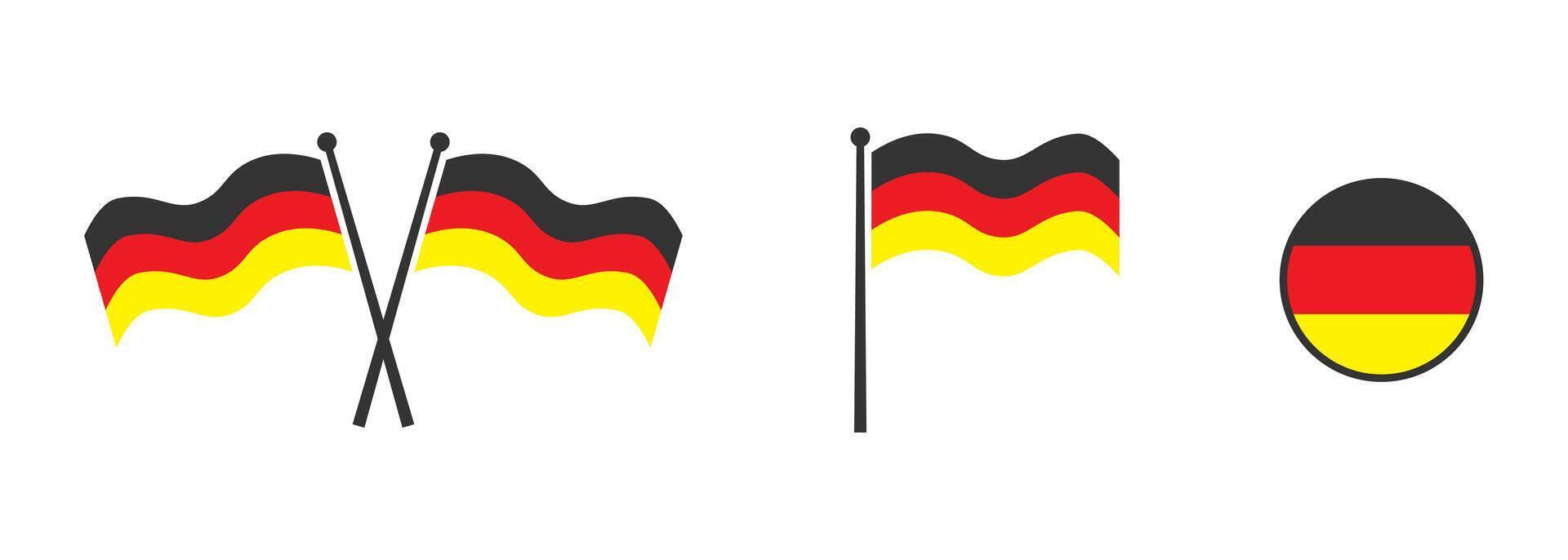 Flag of Germany. Waving flag of Germany. Round icon. Vector illustartion.