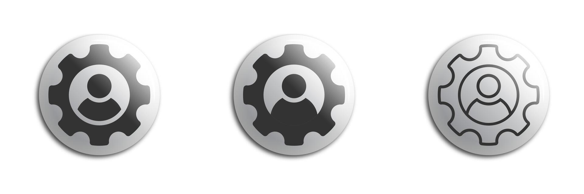 Man in gear icon. Man and cog sign. Flat vector illustration.