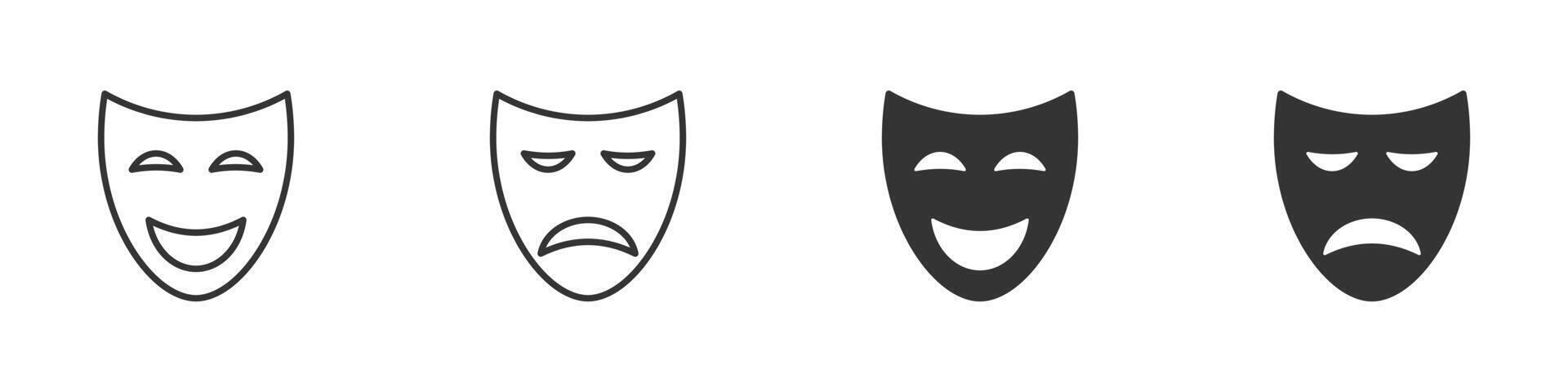 comedia y tragedia máscara icono. vector ilustración.