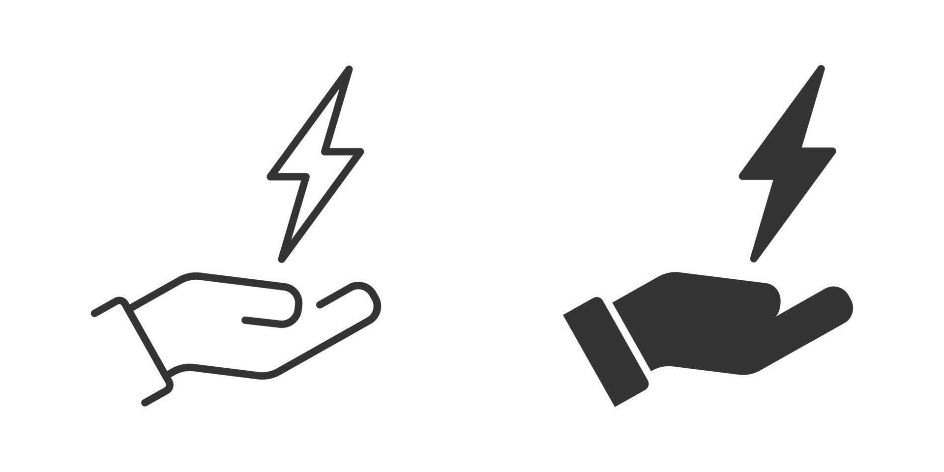 Lightning bolt on a hand. Vector illustration.
