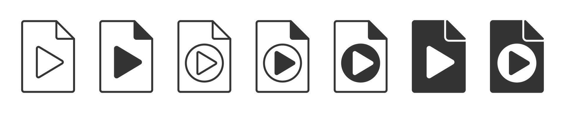 Video file document icons set. Media file icon. Vector illustration.