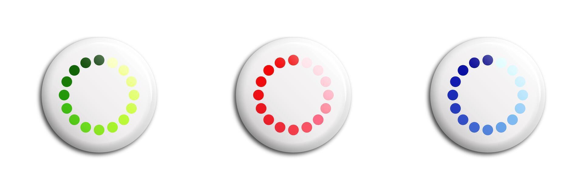 Loading icons. White round buttons with shadows. Flat vector illustration.