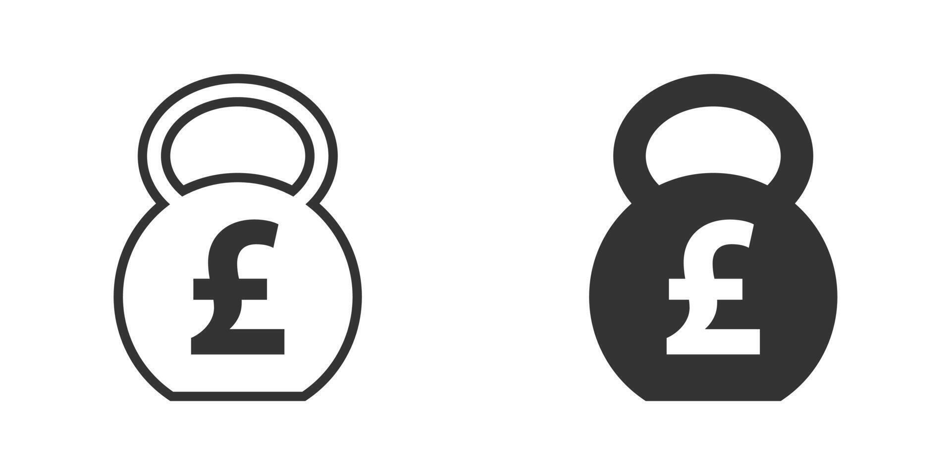 Kettlebell icon with pound sign. Vector illustration.