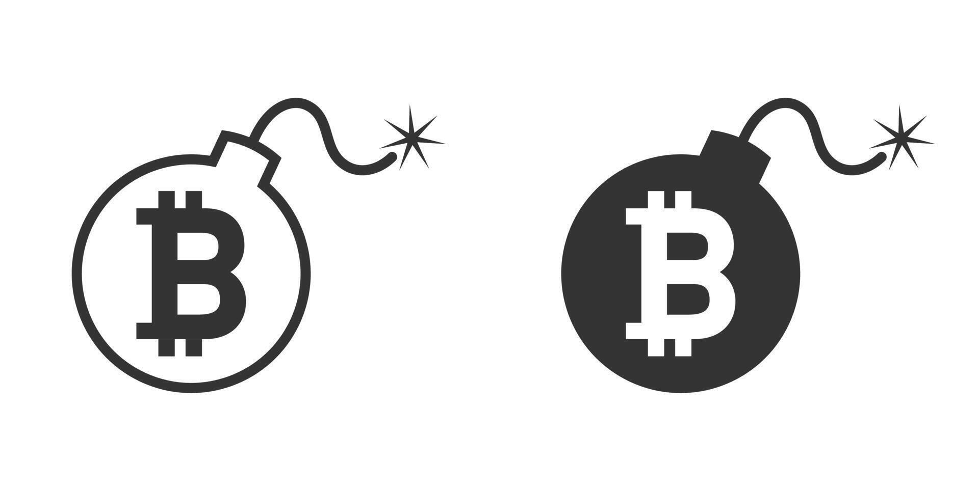 Bomb icon with bitcoin sign. Vector illustration.