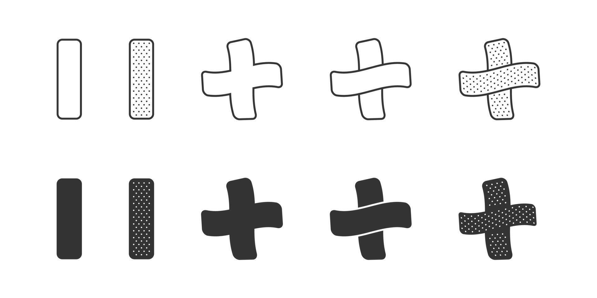 Adhesive plaster icon set. Vector illustration.