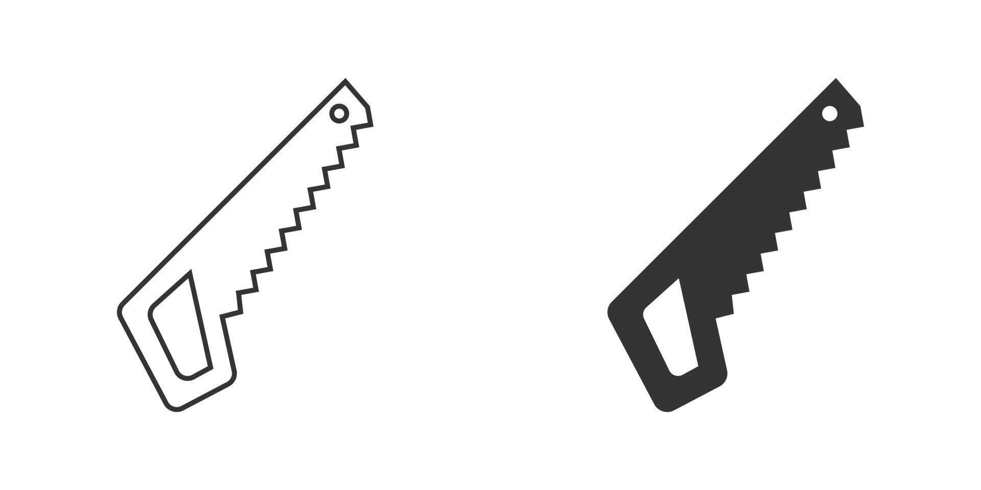 Saw icon in outline and flat style. Vector illustration.