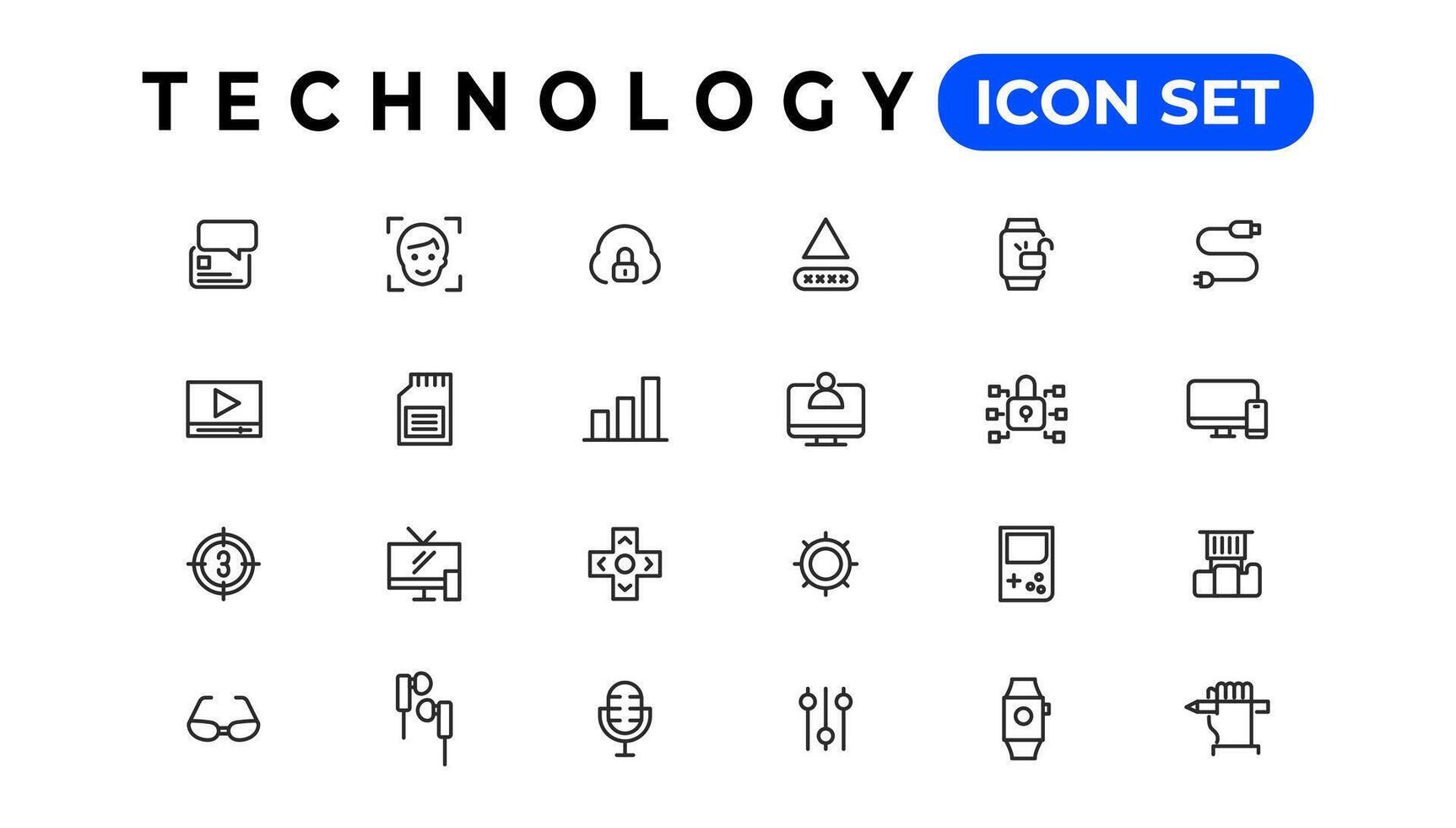 dispositivo y información tecnología línea íconos recopilación. grande ui icono conjunto en un plano diseño. Delgado contorno íconos paquete vector