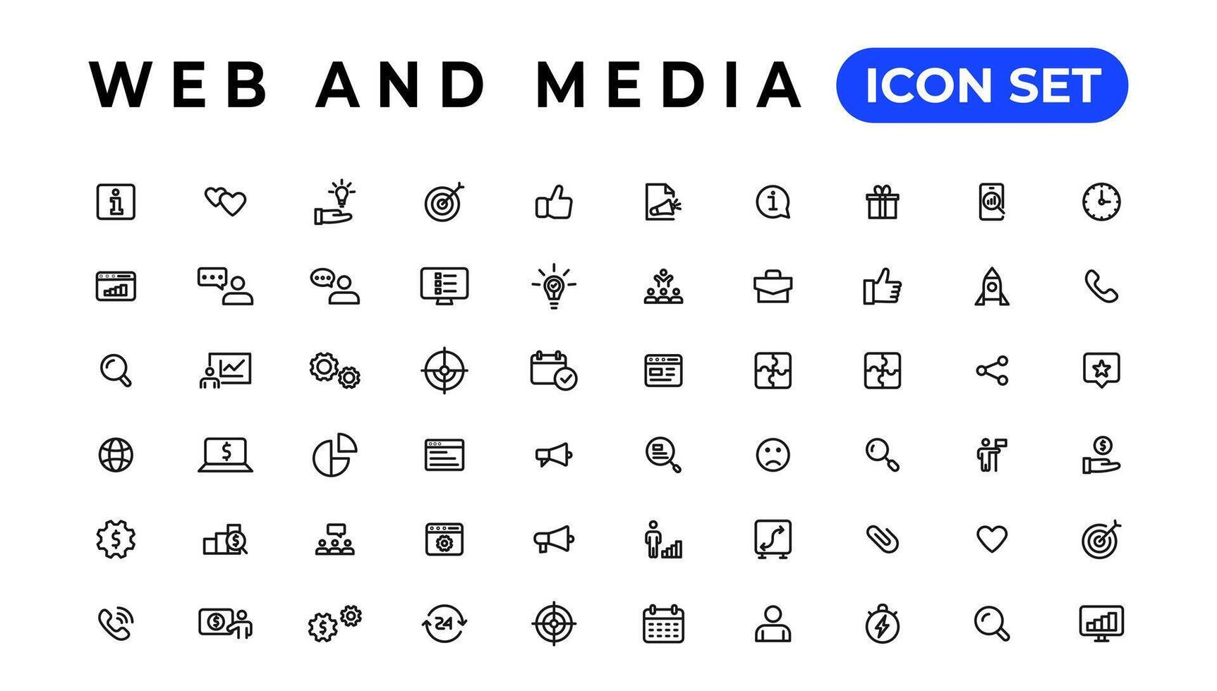 paquete de iconos de audio y video. conjunto de iconos de línea delgada. conjunto de colección de iconos planos. iconos vectoriales simples vector