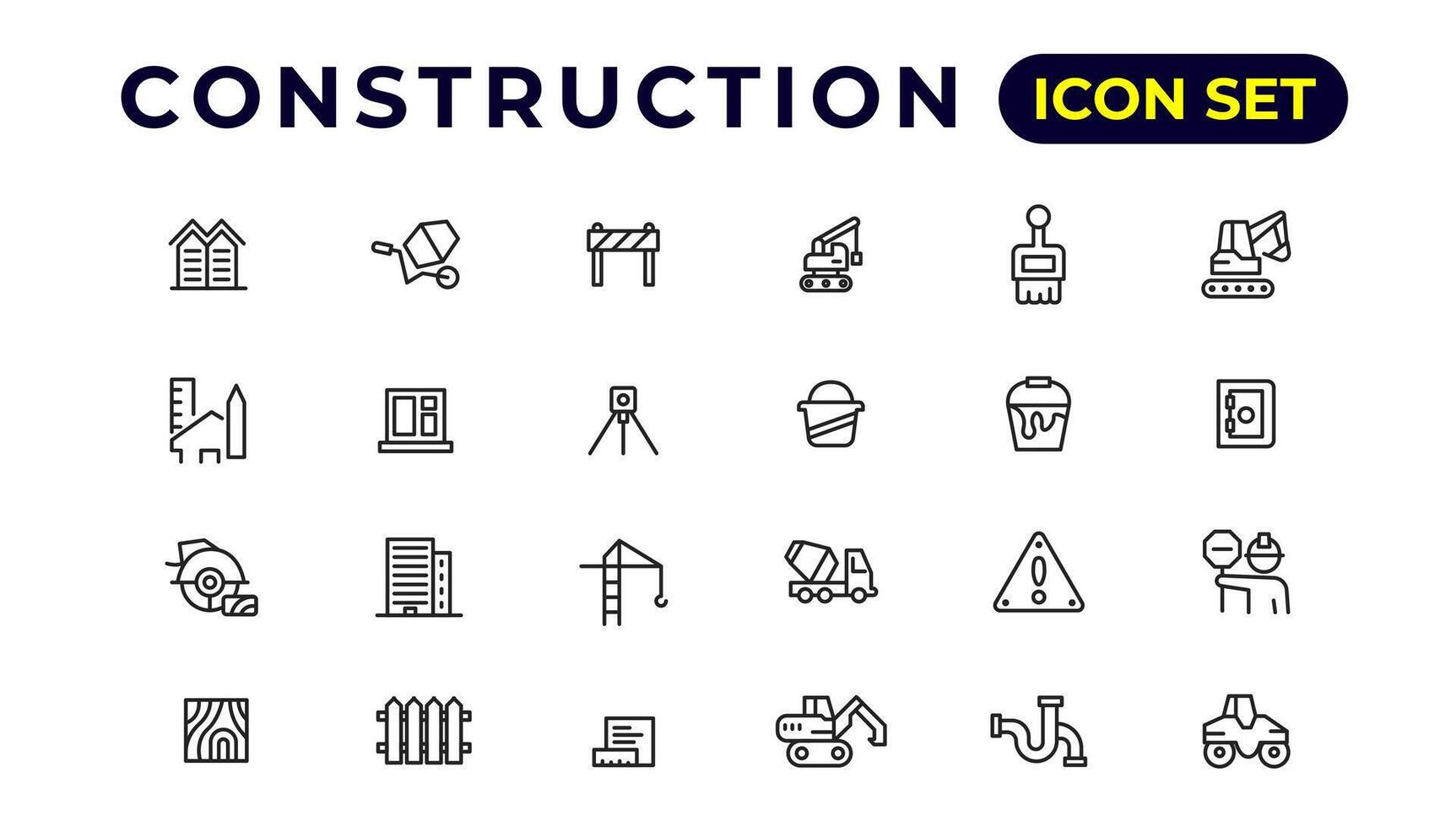 Build and construction thin line icons vector