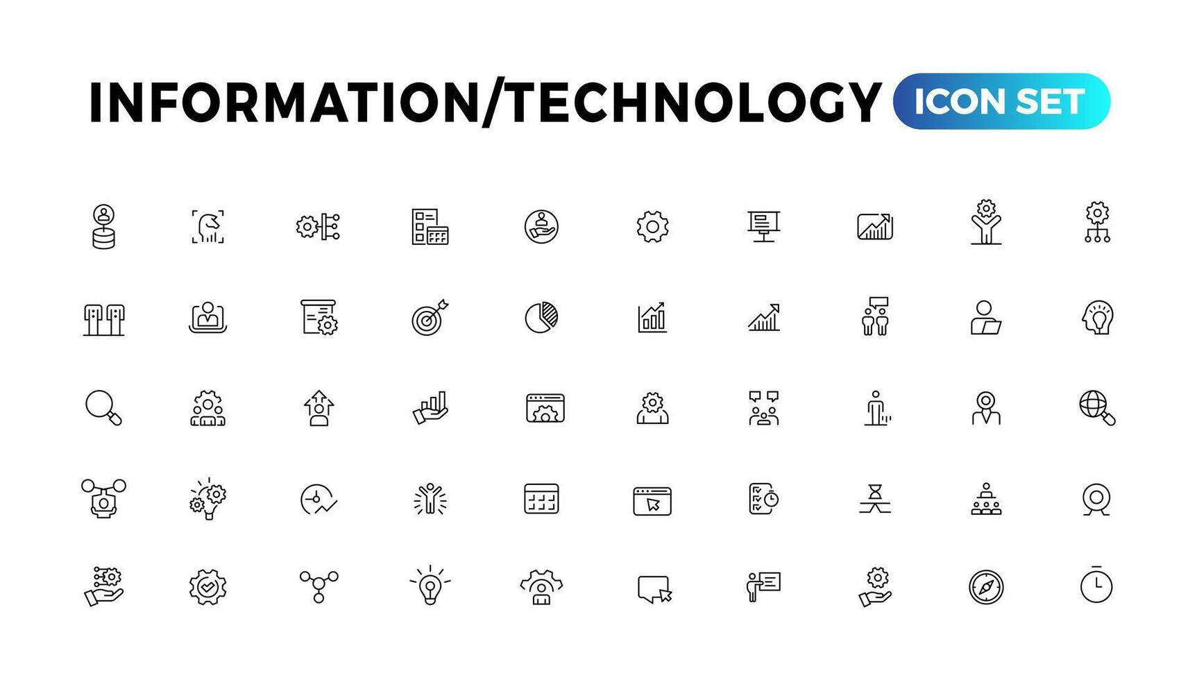 Device and Information technology line icons collection. Big UI icon set in a flat design. Thin outline icons pack vector