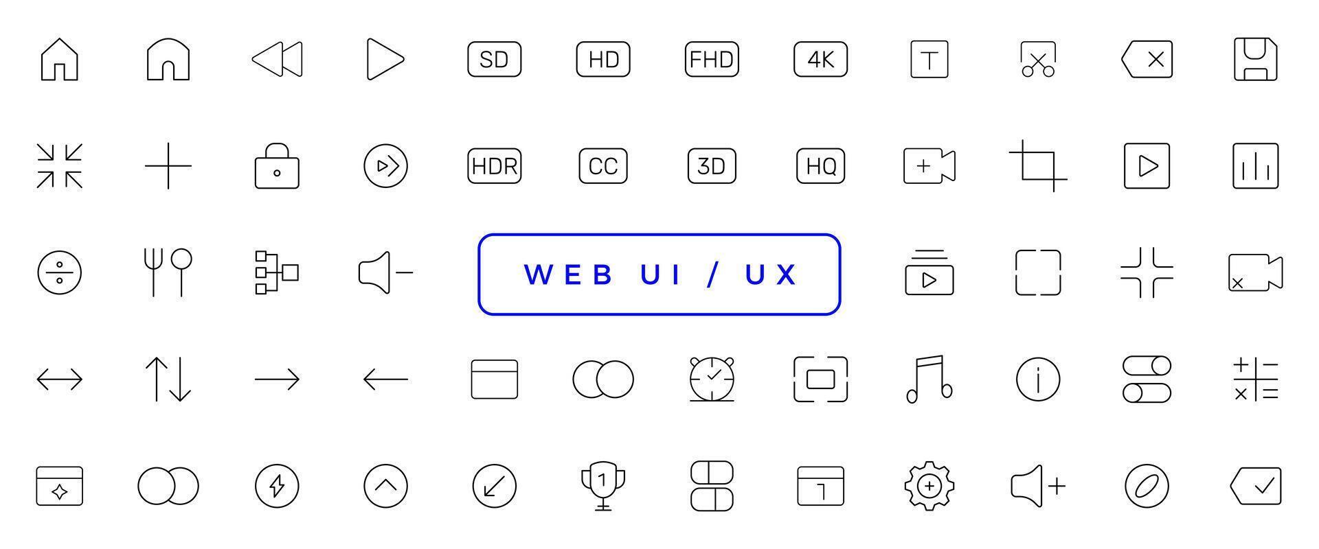 conjunto de contorno ui y ux iconos minimalista Delgado lineal web icono conjunto vector